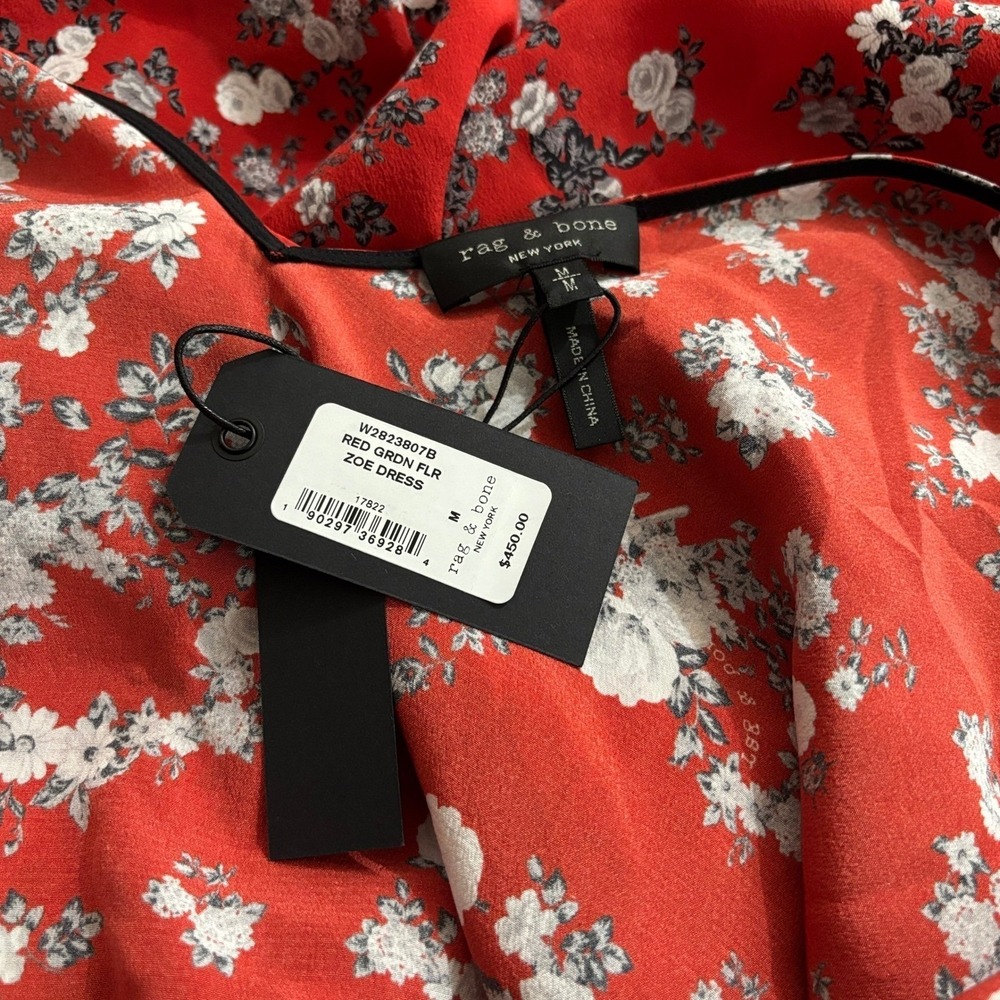 Rag & Bone Garden Floral Zoe Dress Womens Medium Asymmetrical 100% Silk NEW $450 - Picture 4 of 6